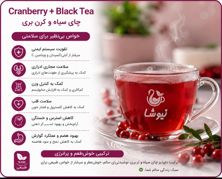 چای سیاه کرن بری تی بگ 20 عددی نیوشا (چربی سوز و ...)